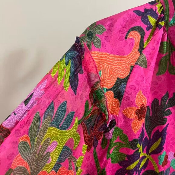 NWOT Johnny Was Martijn Silk Long Sleeves Pink Button Blouse Shirt Size S - Picture 3 of 16